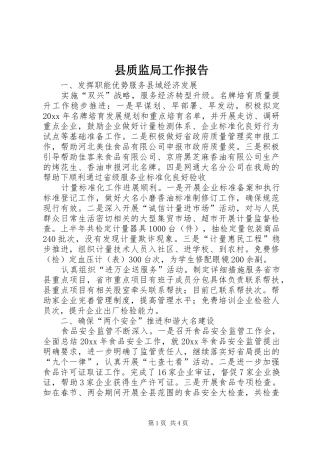 县质监局工作报告