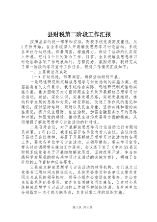 县财税第二阶段工作汇报