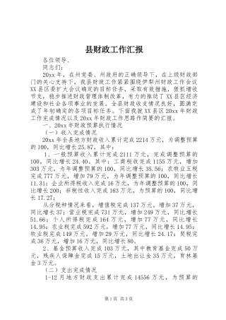 县财政工作汇报