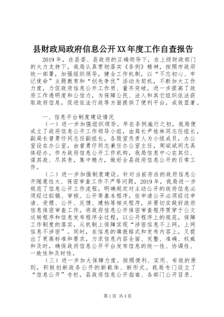 县财政局政府信息公开XX年度工作自查报告