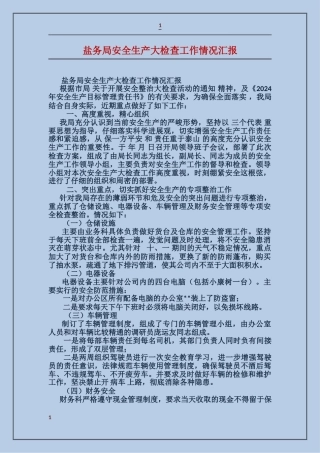 盐务局安全生产大检查工作情况汇报