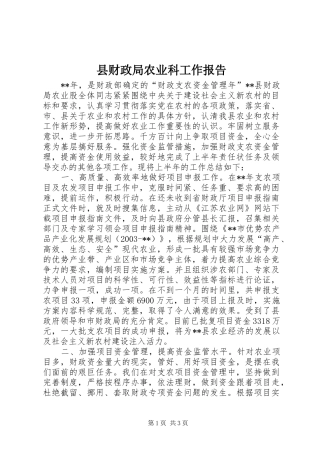 县财政局农业科工作报告