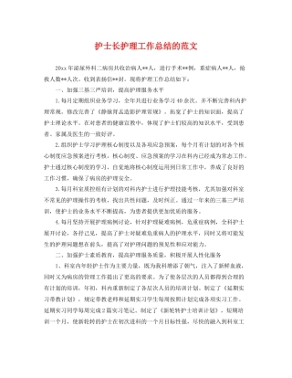 护士长护理工作总结的范文 