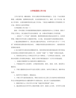 大学校团委工作计划 