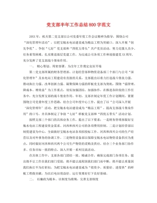 党支部半年工作总结800字范文 