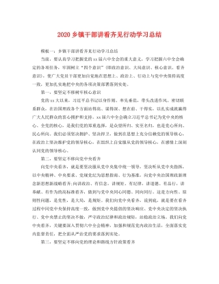 乡镇干部讲看齐见行动学习总结 