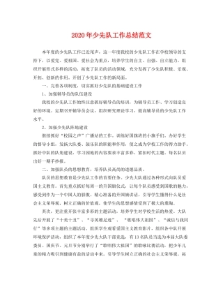 2020年少先队工作总结范文 