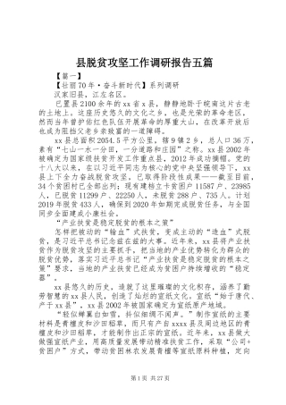 县脱贫攻坚工作调研报告五篇