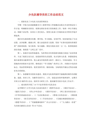 少先队辅导员的工作总结范文 
