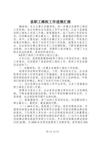 县职工维权工作进展汇报