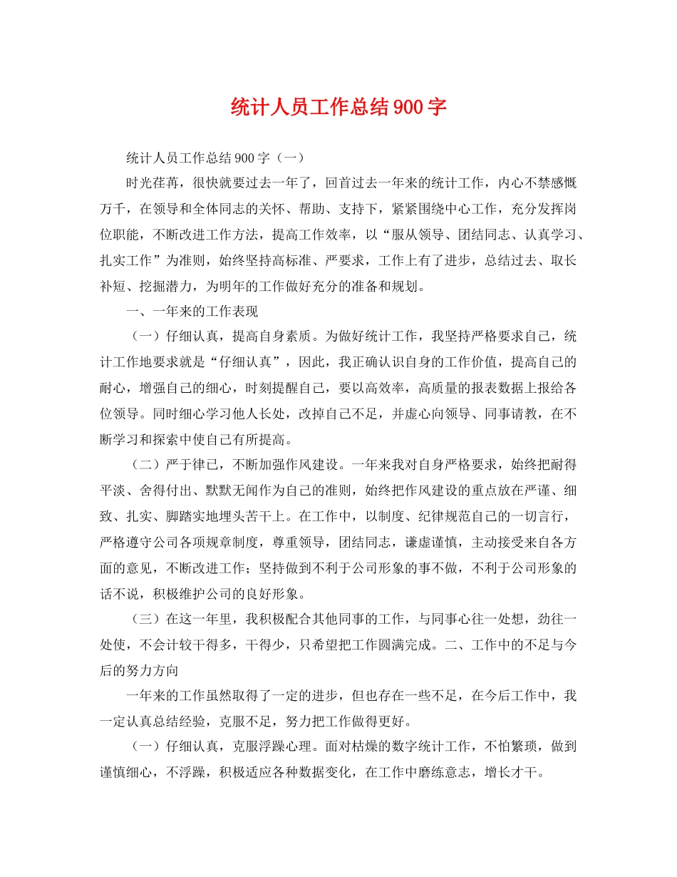 统计人员工作总结900字 _第1页