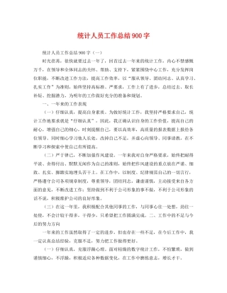 统计人员工作总结900字 