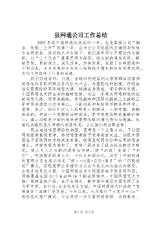 县网通公司工作总结