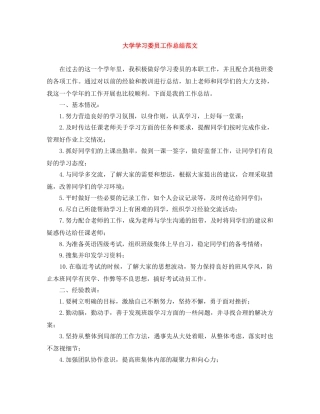 大学学习委员工作总结范文 