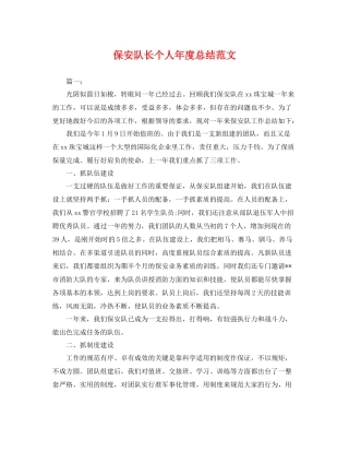 保安队长个人年度总结范文 