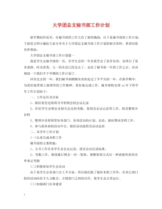 大学团总支秘书部工作计划 