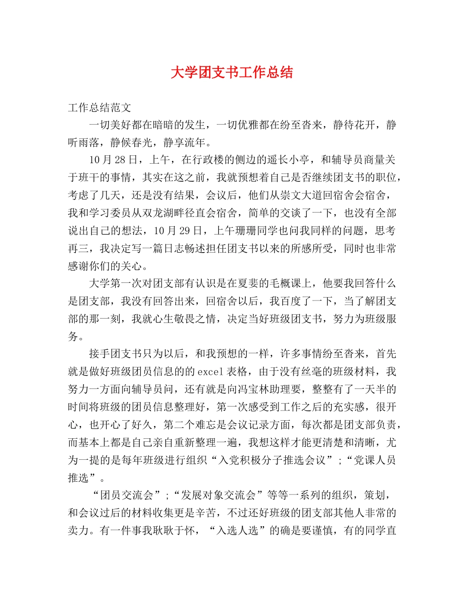 大学团支书工作总结 (2) _第1页