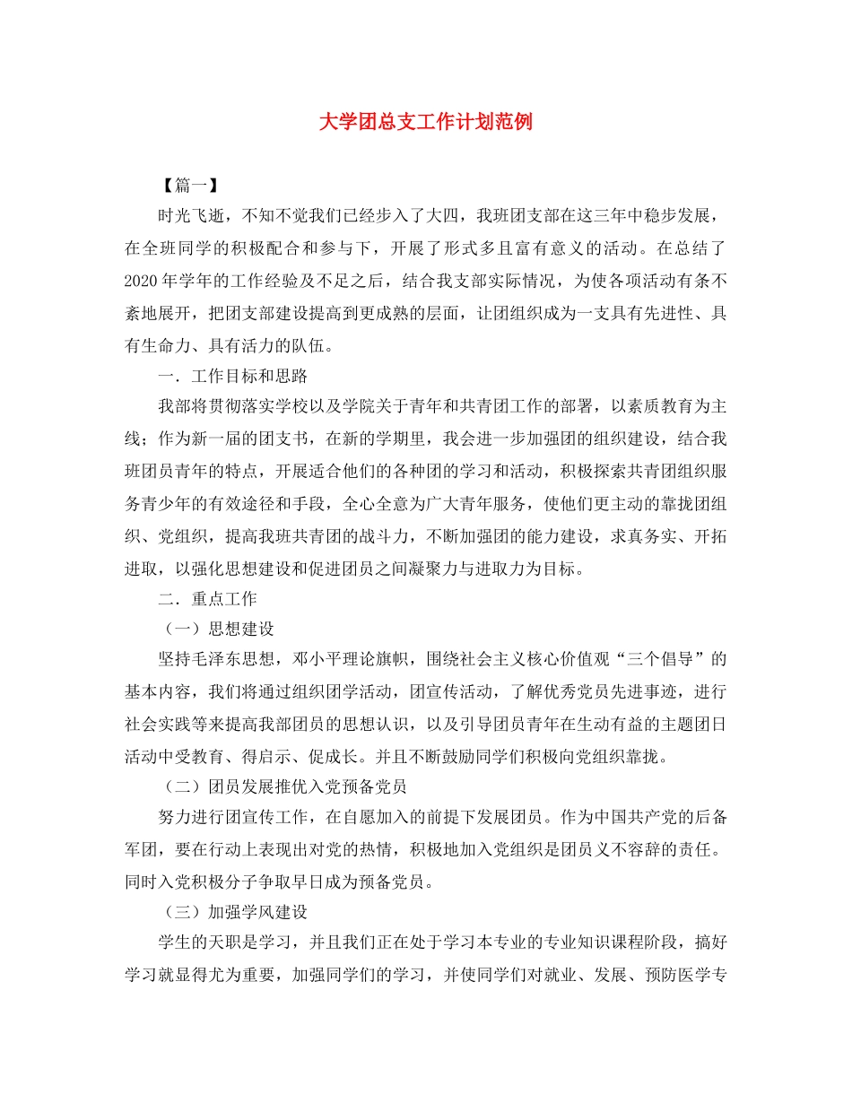 大学团总支工作计划范例 _第1页
