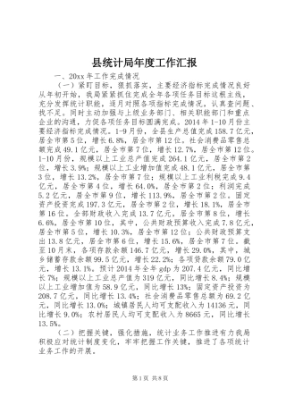 县统计局年度工作汇报