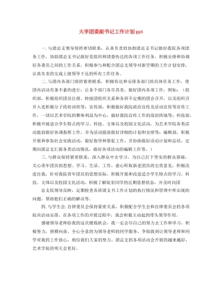 大学团委副书记工作计划ppt 