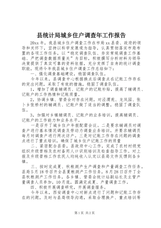 县统计局城乡住户调查年工作报告