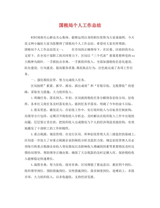 国税局个人工作总结 