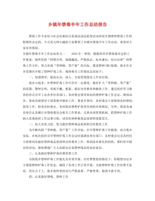 乡镇年禁毒半年工作总结报告 