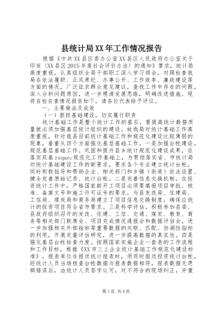 县统计局XX年工作情况报告