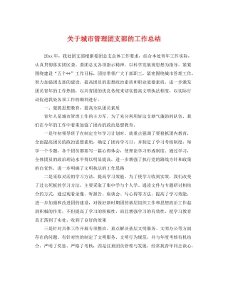 关于城市管理团支部的工作总结 