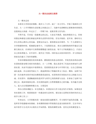 大一期末总结例文推荐 