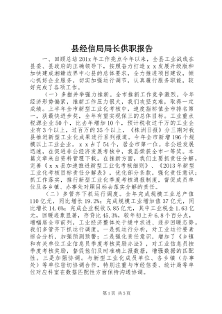 县经信局局长供职报告