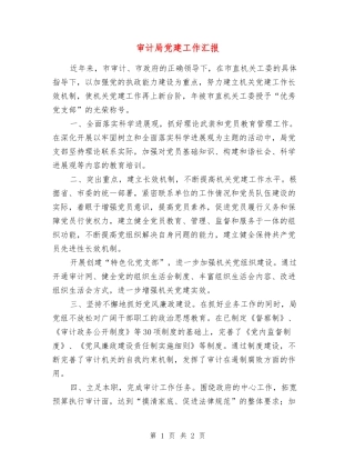 审计局党建工作汇报