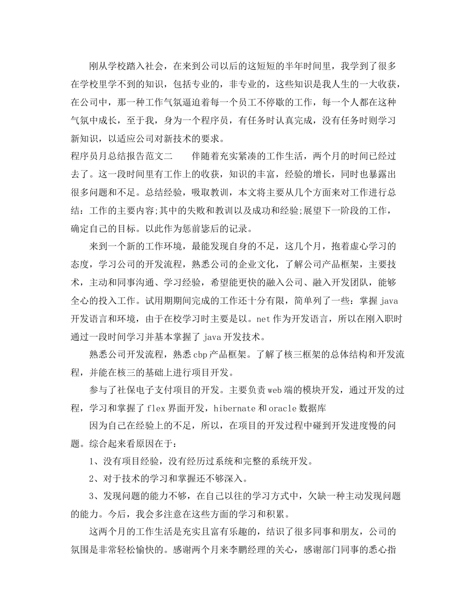 程序员月总结报告范文 _第2页