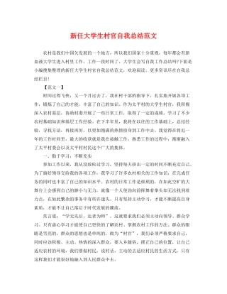 新任大学生村官自我总结范文 
