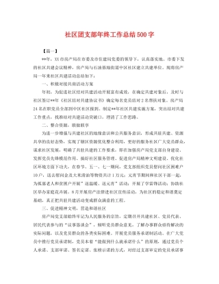 社区团支部年终工作总结500字 