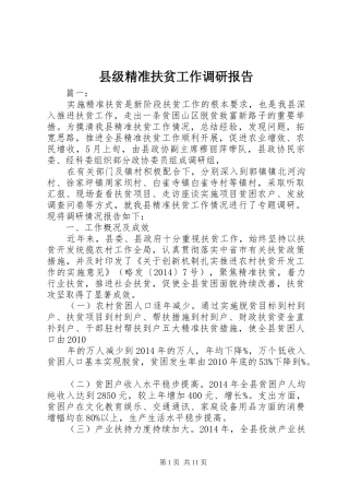 县级精准扶贫工作调研报告