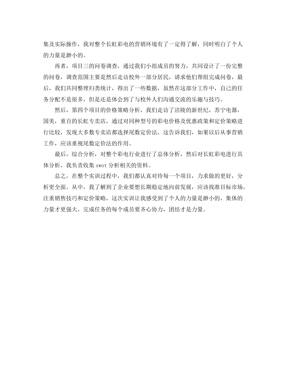 市场营销实训的优秀个人工作总结 _第2页
