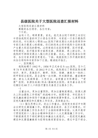 县级医院关于大型医院巡查汇报材料