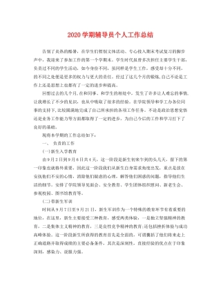 学期辅导员个人工作总结 