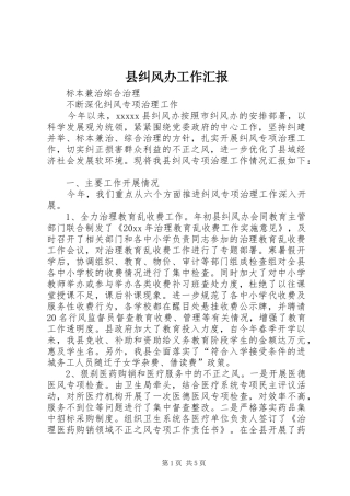 县纠风办工作汇报