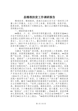 县精准扶贫工作调研报告