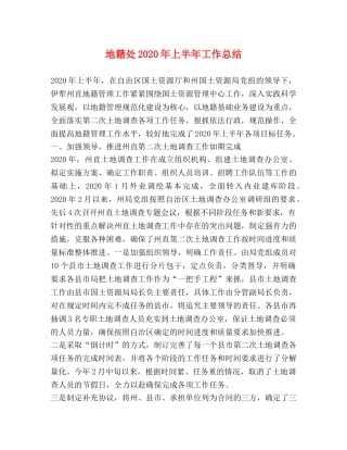 地籍处2020年上半年工作总结 
