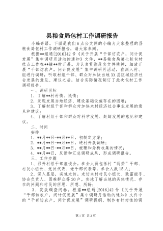 县粮食局包村工作调研报告