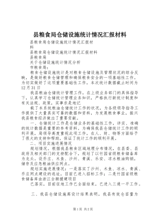 县粮食局仓储设施统计情况汇报材料