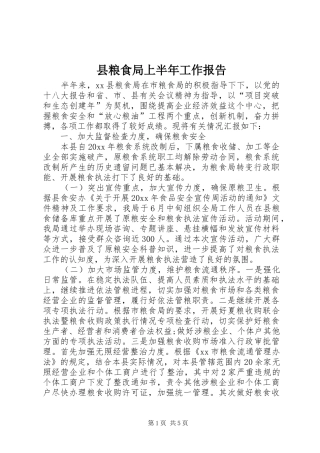 县粮食局上半年工作报告