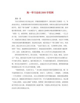 高一学习总结2000字范例 