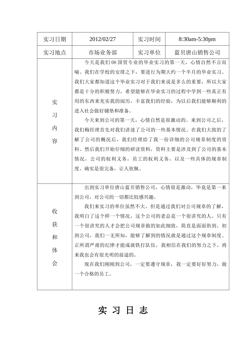 国际经济与贸易专业实习日志_第2页
