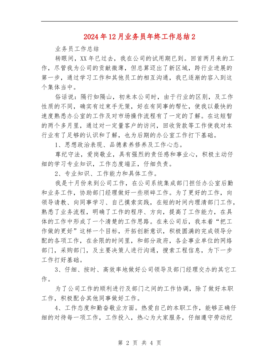 2024年12月业务员年终工作总结2_第2页