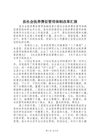县社会抚养费征管用体制改革汇报