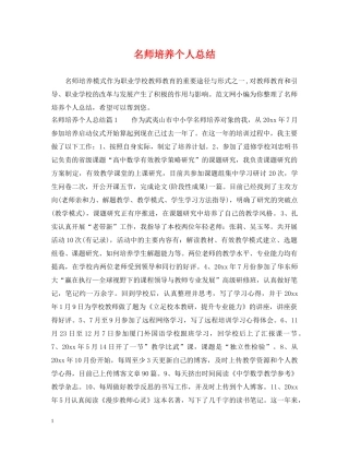 名师培养个人总结 